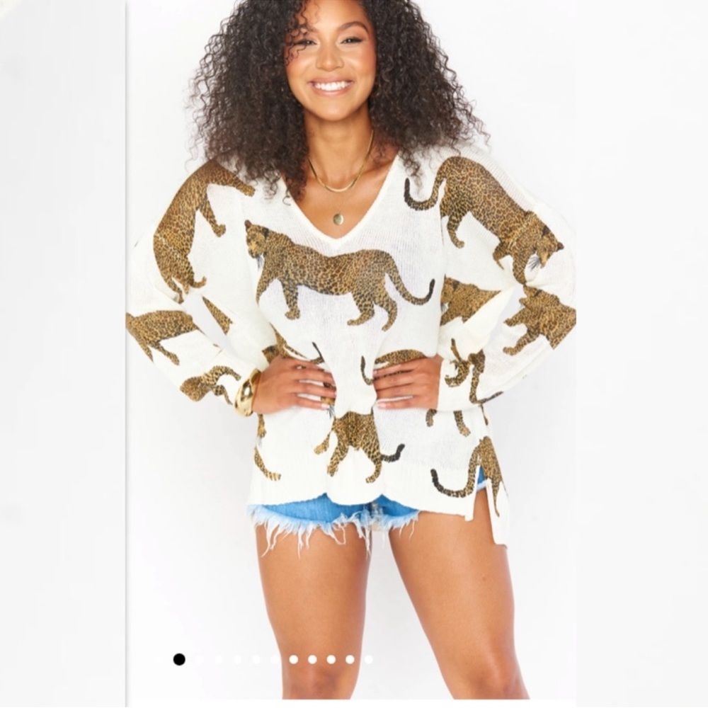 Show Me Your Mumu Tossed leopard knit sweater size medium - Picture 8 of 10